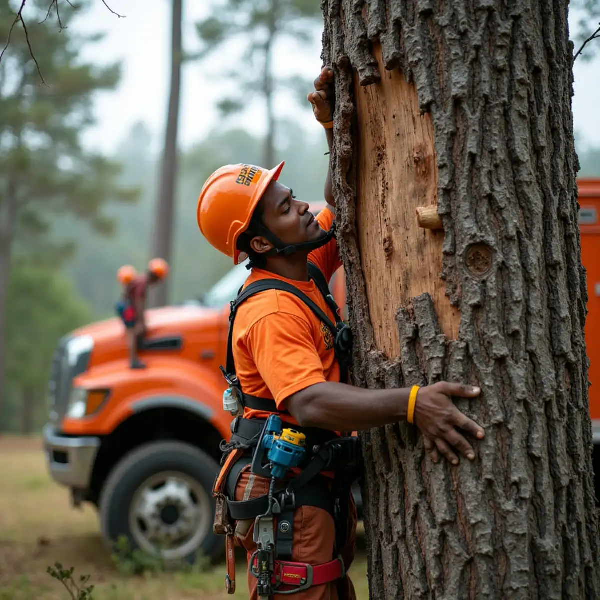 Pitch tubes and beetle damage on a pine trunk in Oconee County SC