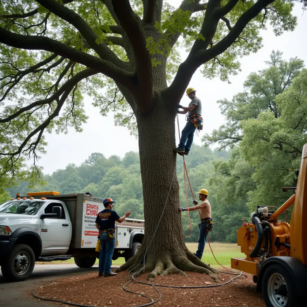 Support cable installed high in a heritage white oak in Upstate SC