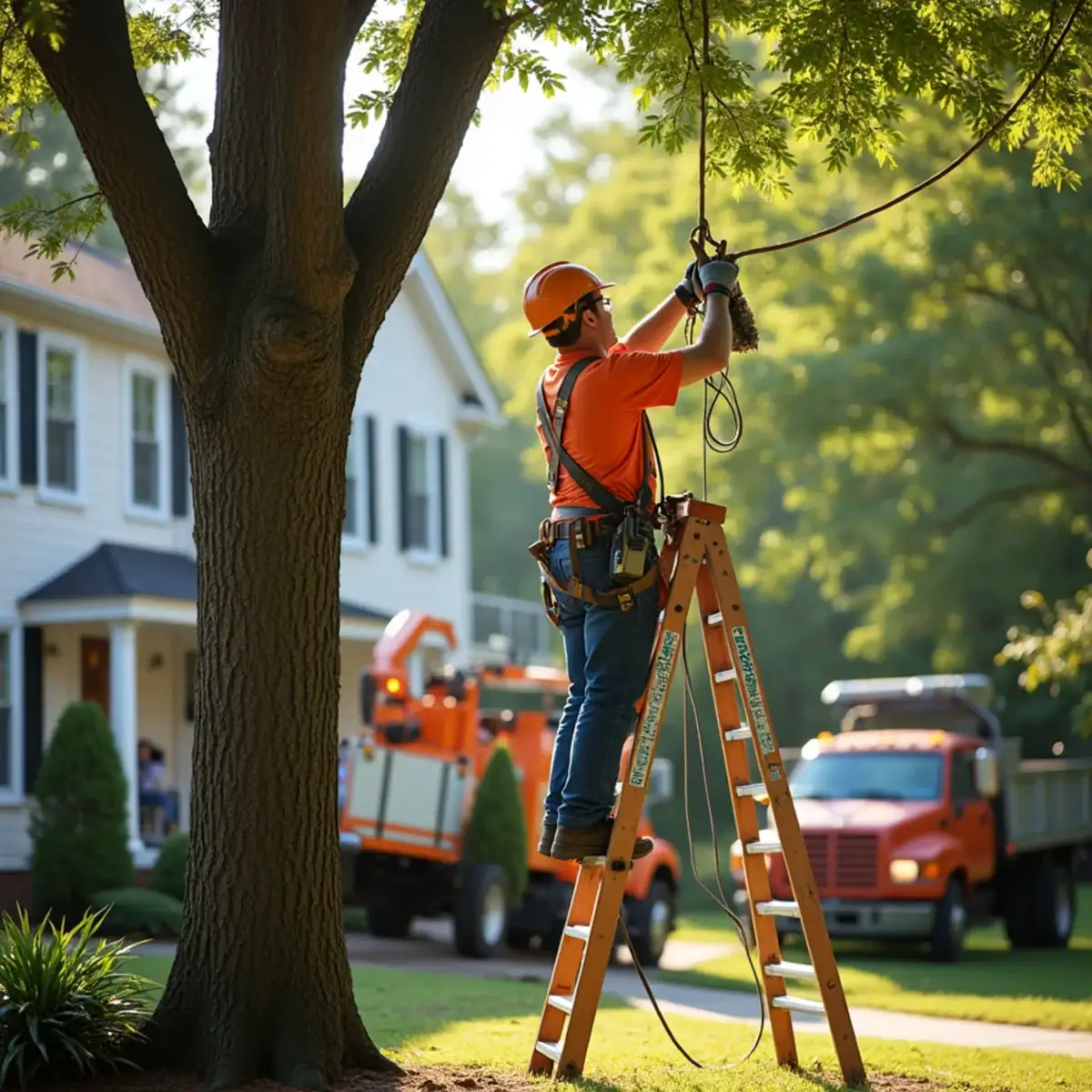 Arborist caring for mature yard trees at a Westminster SC home