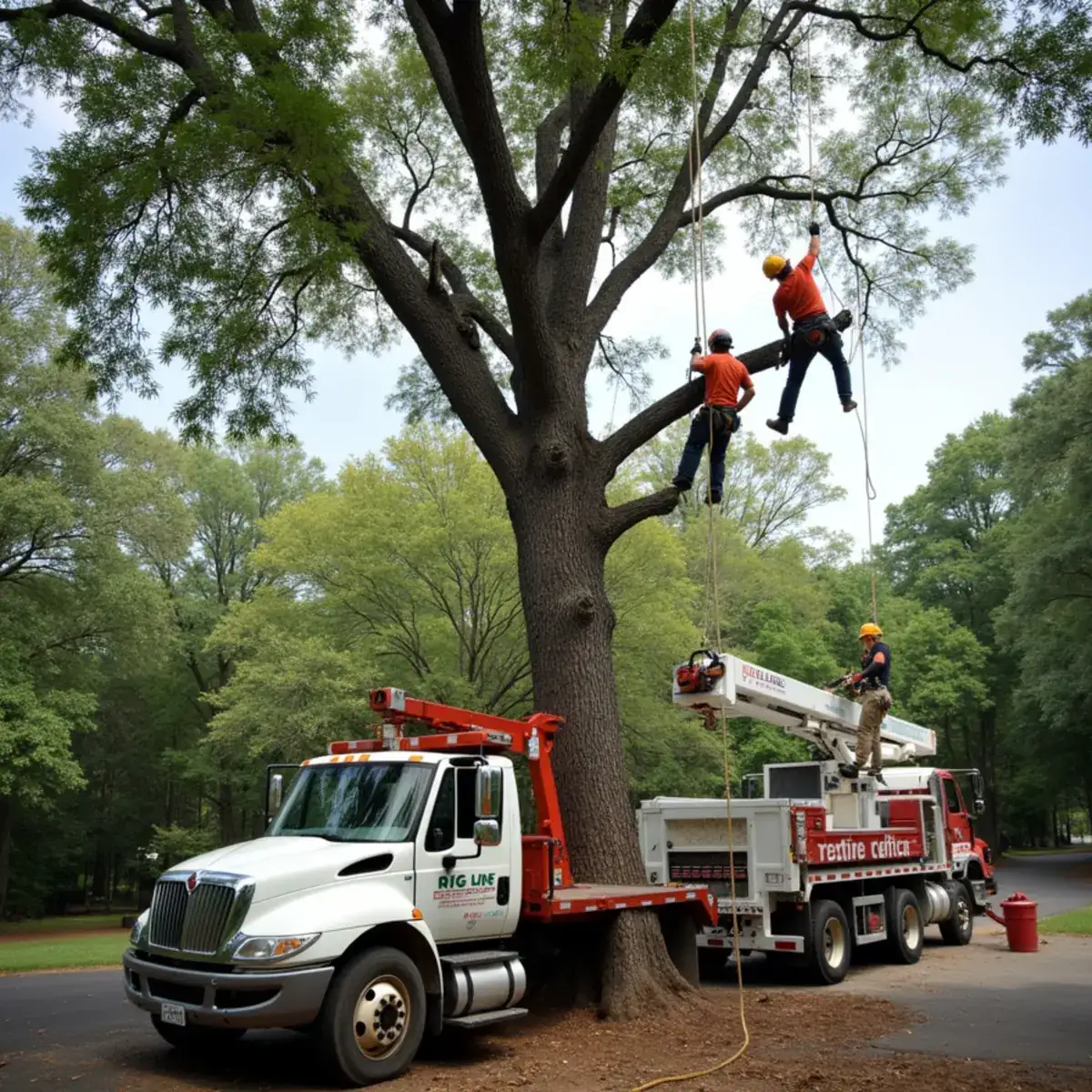 Rig Line Tree Service crew performing tree work in Greenville, SC