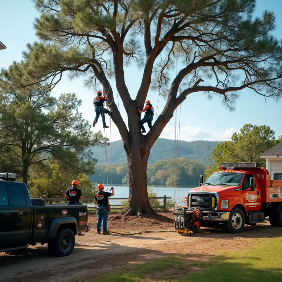 Rig Line Tree Service crew performing tree work in Greenwood, SC