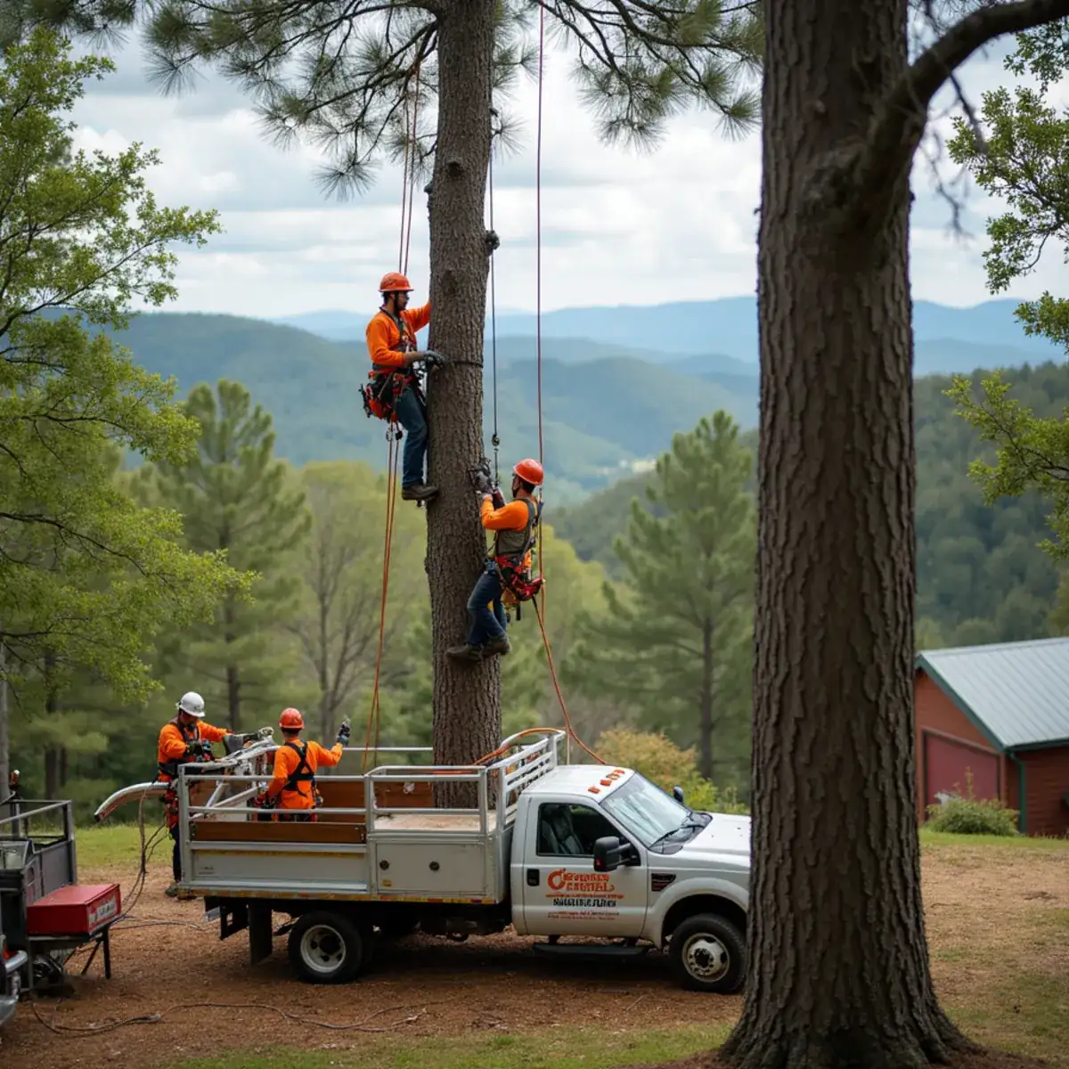 Rig Line Tree Service crew performing tree work in Landrum, SC