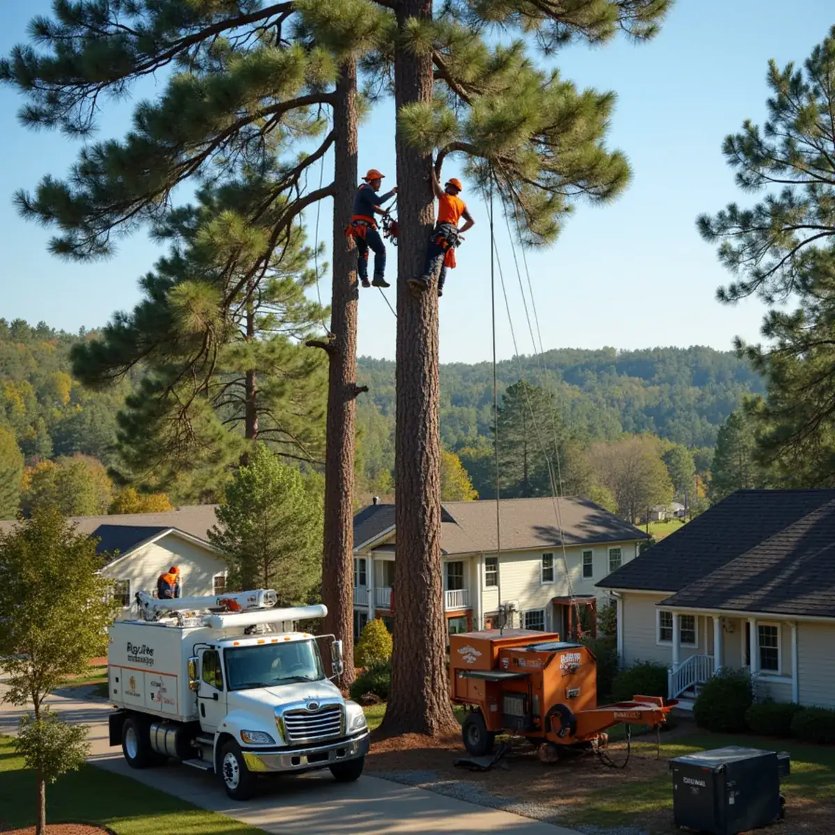 Rig Line Tree Service crew performing tree work in Taylors, SC