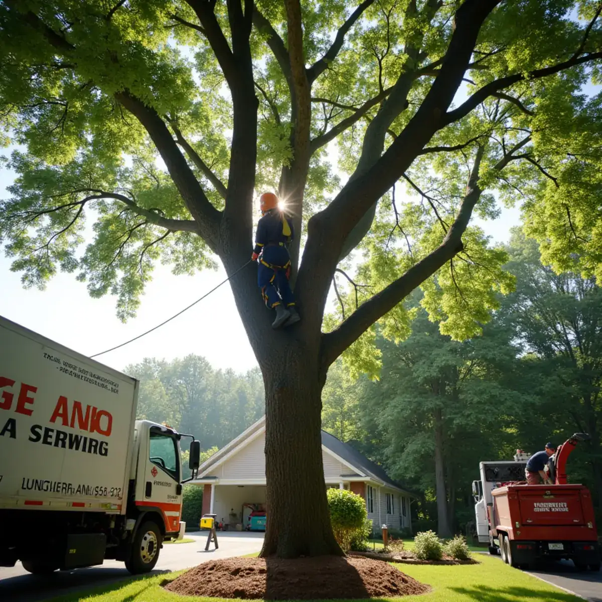 Certified arborist pruning a hardwood canopy in Westminster SC